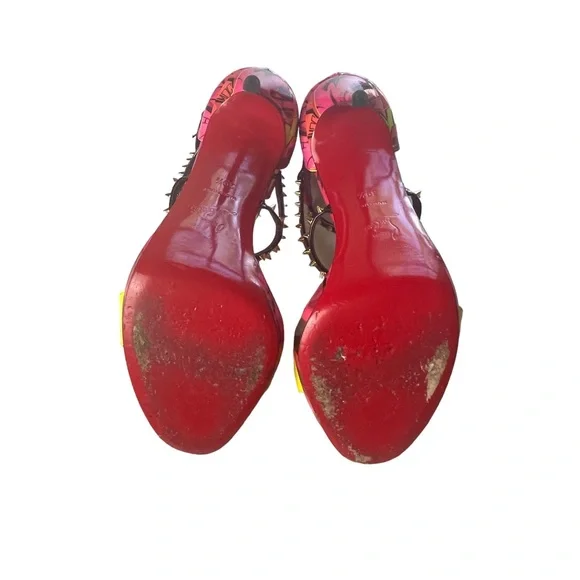 Christian Louboutin Spikes Choca Lux 120 Pat Metrograf Heels Sandals 39.5/9.5 - Picture 10 of 13